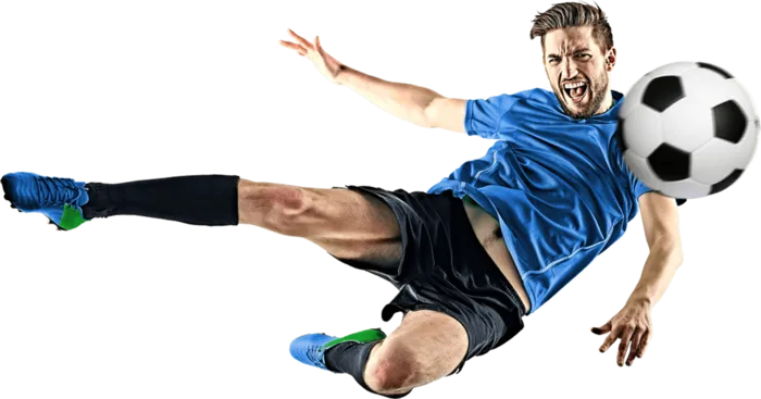 足球运动员踢球射门免抠