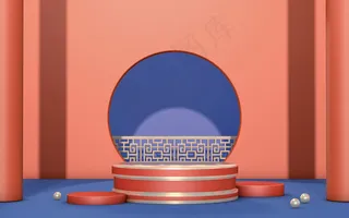 电商新中式国潮国风精美质感展台