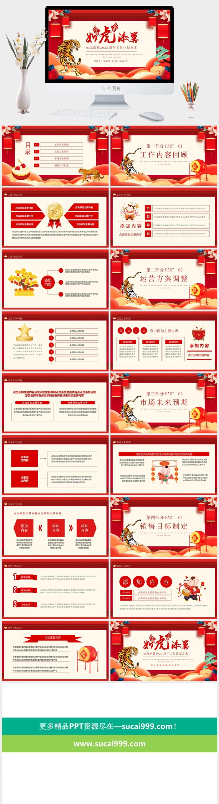 虎年新年年终工作总结PPT