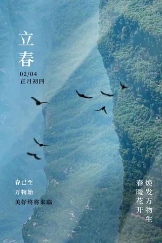 创意立春2月二月春天春季你好24二十四节气广告海报素材设计模板
