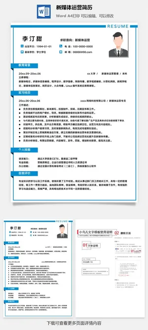 新媒体运营简历0预览图