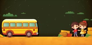 学校校车孩子上学背景