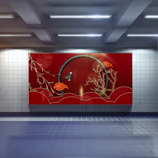 中国风国潮展板背景psd分层模板