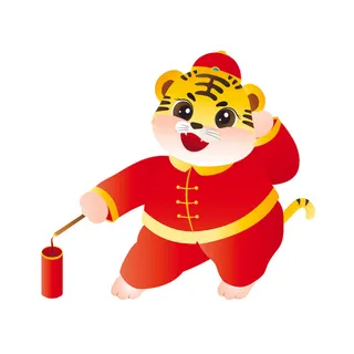 手绘2022虎年新年春节卡通老虎形象IP插画元素AI设计素材图案
