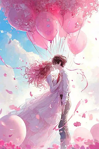 情人节浪漫爱情情侣520粉色爱心气球玫瑰