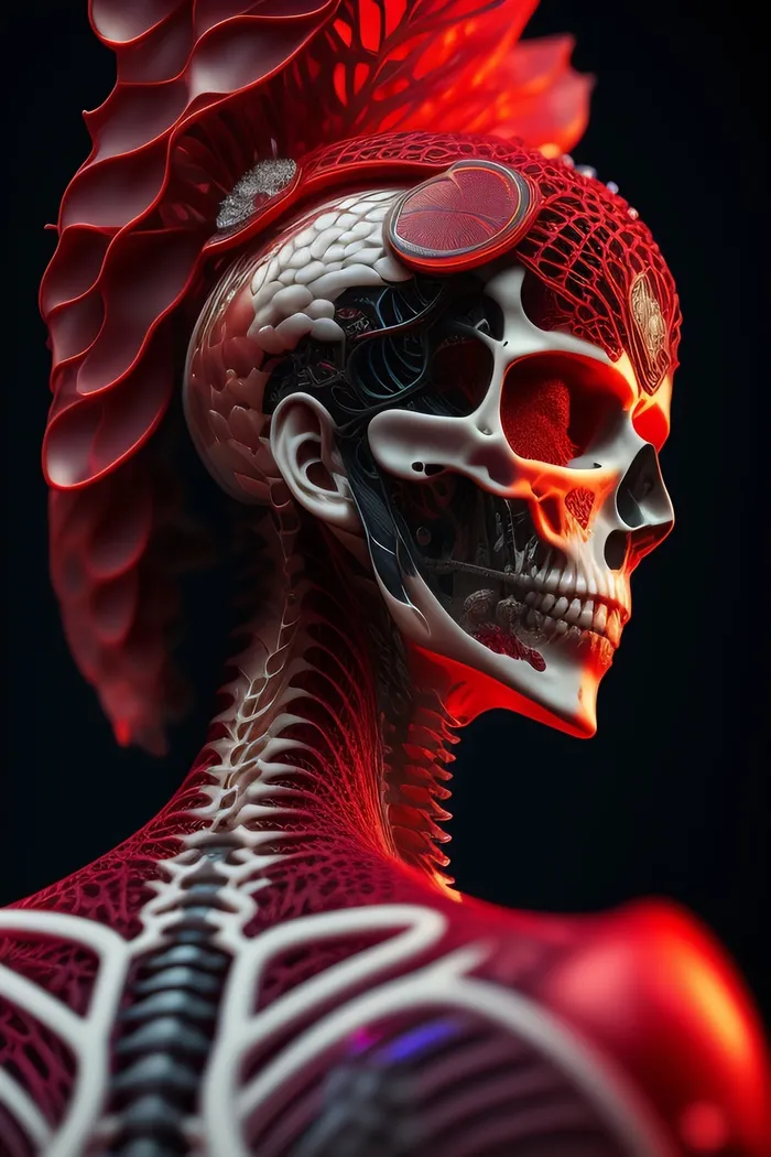 机器人大脑骷髅人概念画