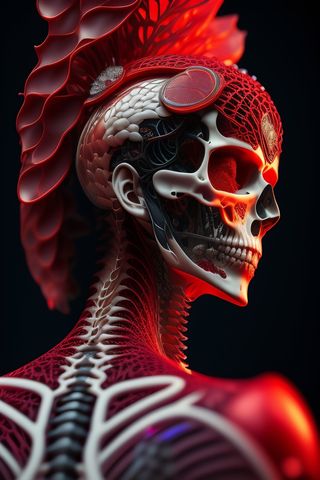 机器人大脑骷髅人概念画