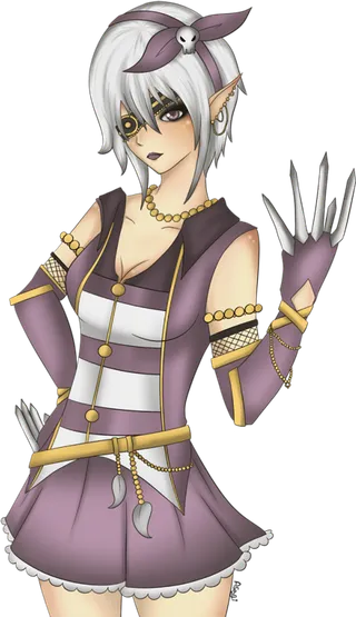 长指甲女孩人物卡通