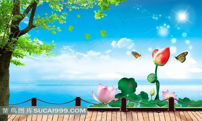 装饰画背景画无框画荷花