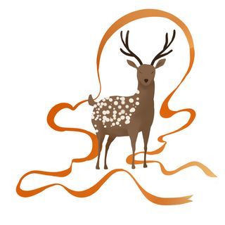 手绘国潮中国风敦煌神话九色鹿仙鹿麋鹿白鹿插画装饰PSD设计素材