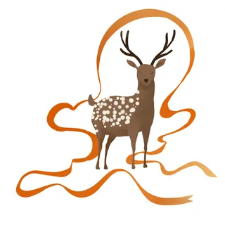 手绘国潮中国风敦煌神话九色鹿仙鹿麋鹿白鹿插画装饰PSD设计素材