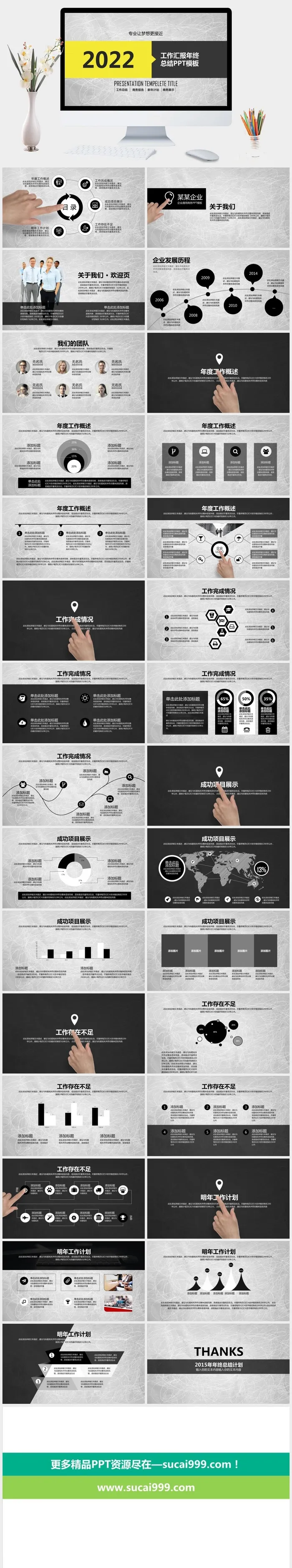 创意动态手势工作汇报PPT模板