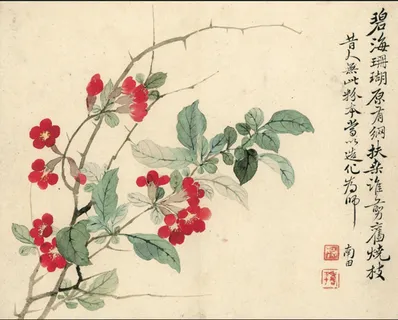 新中式书法红花文字玄关 新中式书法红花文字玄关
