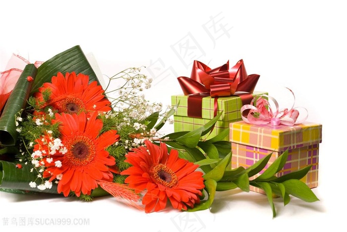 红色丝带包装礼盒高清图