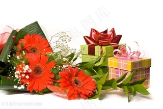 红色丝带包装礼盒高清图