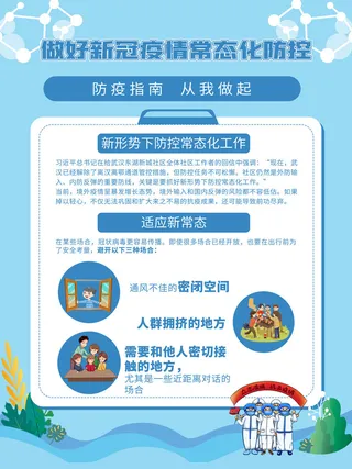 疫情常态化新冠防控系列套图社区宣传公益海报PSD设计素材模板