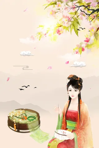 中式古风海报中国风宫廷古典宣传单背景分层ps设计模板素材