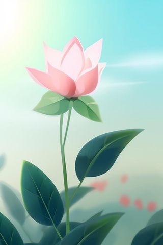 粉蓝色清爽夏日大气花朵扁平背景