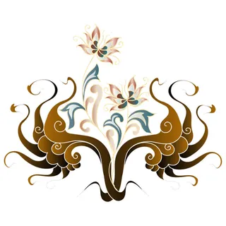 复古中国风国潮敦煌花纹花草插画手绘装饰小元素PSD素材