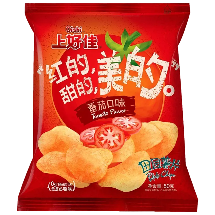 上好佳田园薯片番茄口味小吃超市商品白底图免抠实物摄影png格式图片透明底