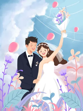 卡通温馨浪漫2月14七夕520情侣拥抱情人节主题插画海报PSD素材