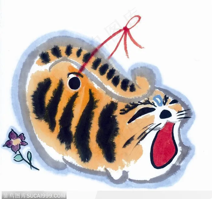 水墨画可爱的老虎