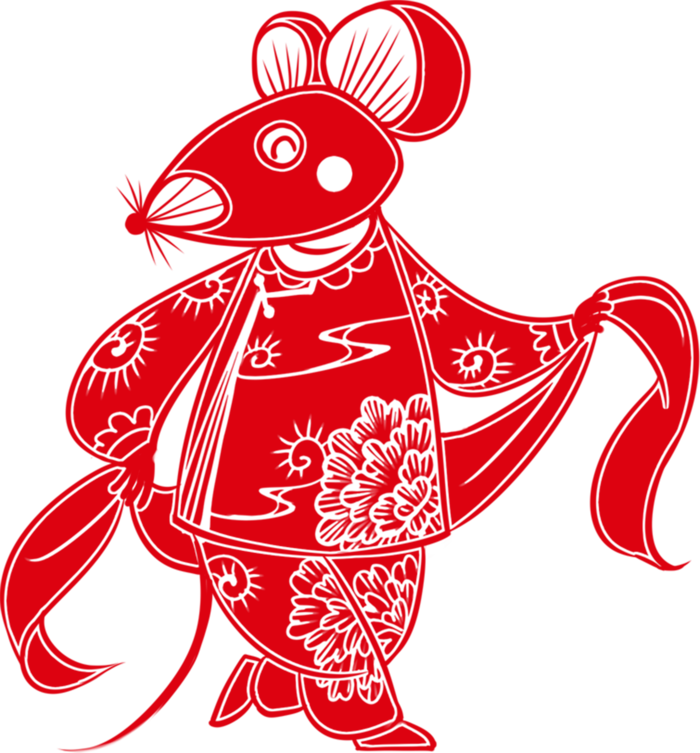 红色喜庆鼠年剪纸窗花新年快乐免扣PNG素材图片 (15)