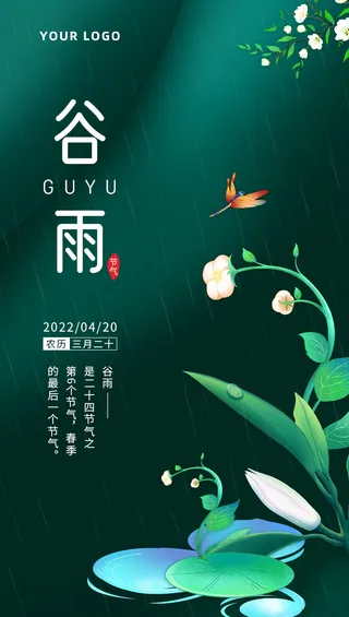 谷雨简约节气海报