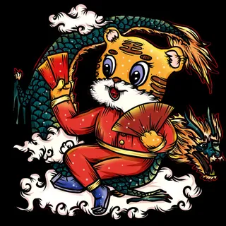 可爱2022年虎年吉祥物卡通形象新年海报元素AI矢量图PSD分层设计素材