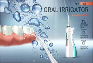 矢量口腔牙刷与冲洗器广告