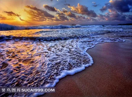 夕阳海边自然风景高清图片