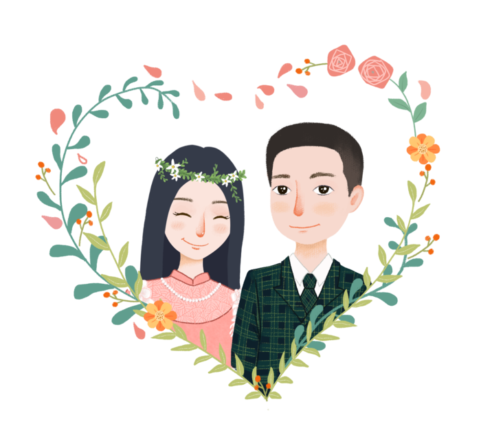 婚纱卡通人物婚礼白纱结婚婚纱摄影手绘