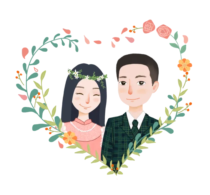 婚纱卡通人物婚礼白纱结婚婚纱摄影手绘