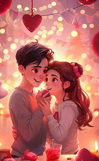 甜蜜情人节情侣爱情陪伴，爱心520温馨