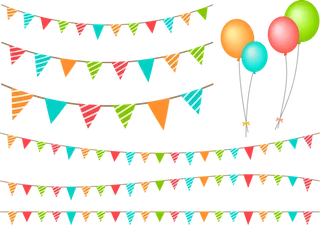 生日快樂 气球 彩旗 
