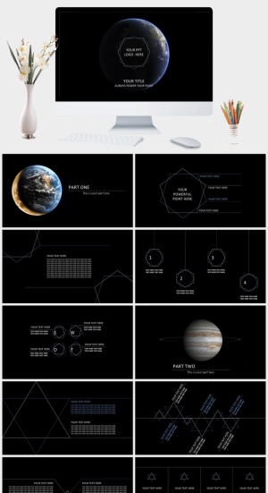 太空中的地球幻灯片PPT模板预览图
