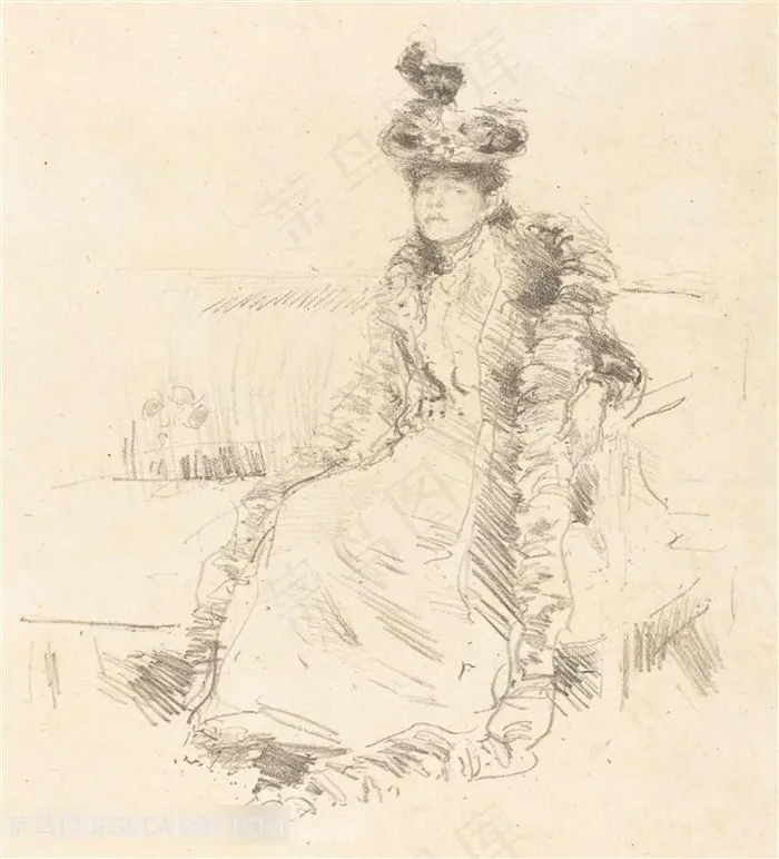惠斯勒素描唯美女性装饰画