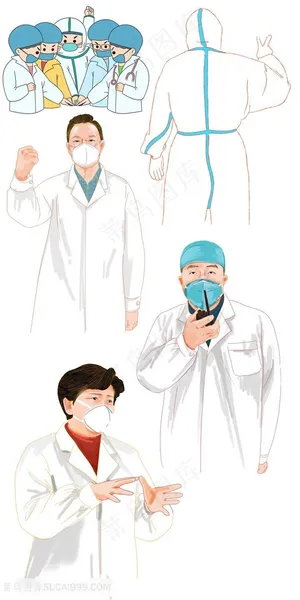 疫情加油团队合作加油手势卡通人物