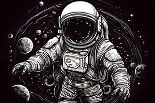 宇宙宇航员星空手绘插画海报背景素材