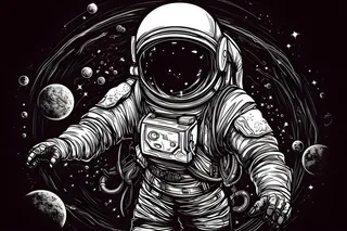 宇宙宇航员星空手绘插画海报背景素材