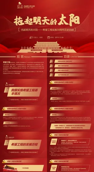 党政党建希望工程30周年ppt模板预览图