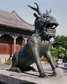 石狮铜狮造型图故宫摄影图片