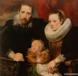 鲁本斯一家三口人物肖像油画