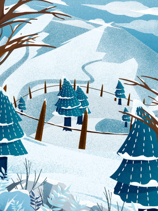 唯美小清新雪花冬天背景素材