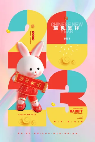 2023兔年新年春节海报