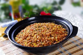 砂锅石锅美食煲类特色菜鲍汁砂锅炒饭