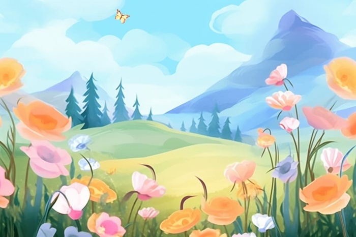 草地音乐天空可爱背景