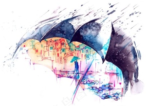 彩色手绘雨伞
