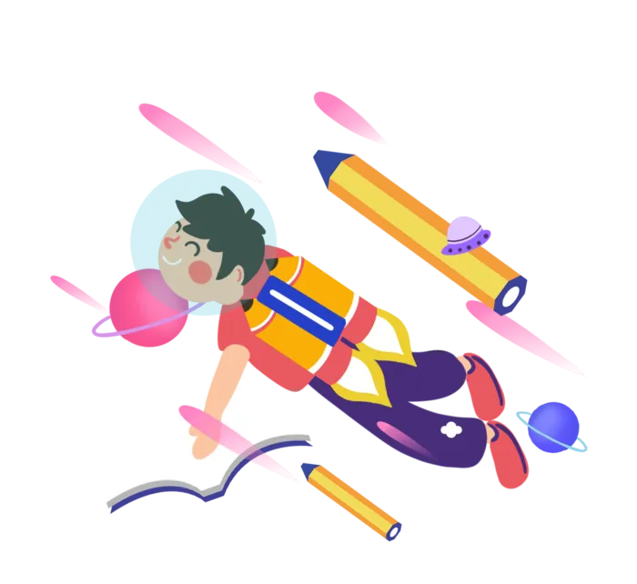 手绘 卡通 学习 教育 火箭插画
