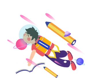 手绘 卡通 学习 教育 火箭插画